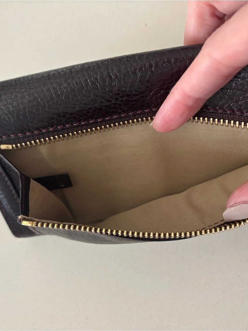 Chloé Dark Purple Textured Leather Metal Bow-Accent Wallet
